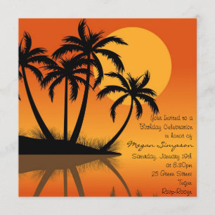 Convites Convidado de Aniversário da Árvore Palm da Ilha Ne