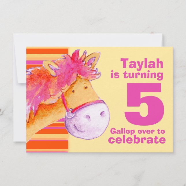 Convites Convidado de aniversário de 5 do Kids pony trekkin (Frente)