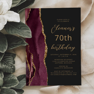Convites Convidado de Aniversário de 70 anos em Ágata Doura