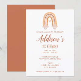 Convites Convidado de aniversário do Neutral Boho Rainbow