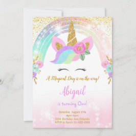 Convites Convidado de Aniversário do Unicorn Glitter