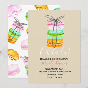 Convites Convidado de aniversário francês para macaron cast