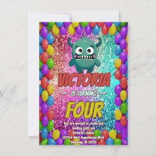 Convites Convidado de aniversário monstro para crianças