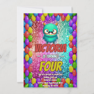 Convites Convidado de aniversário monstro para crianças