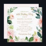 Convites Convidado de Aniversário para Blush Dourado Floral<br><div class="desc">Mais modernos convites para o aniversário floral na Loja Little Bayleigh!</div>