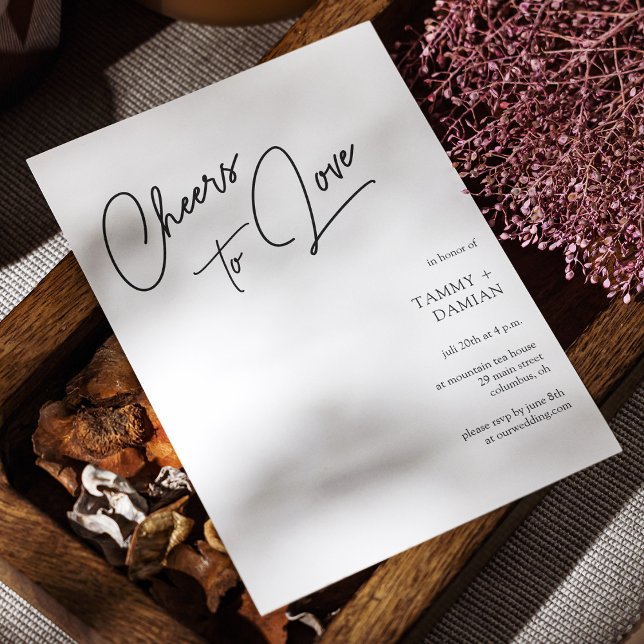 Convites Convidado de Casamento de Script Moderno para o Am (Modern Cheers to Love Script Wedding Invitation)