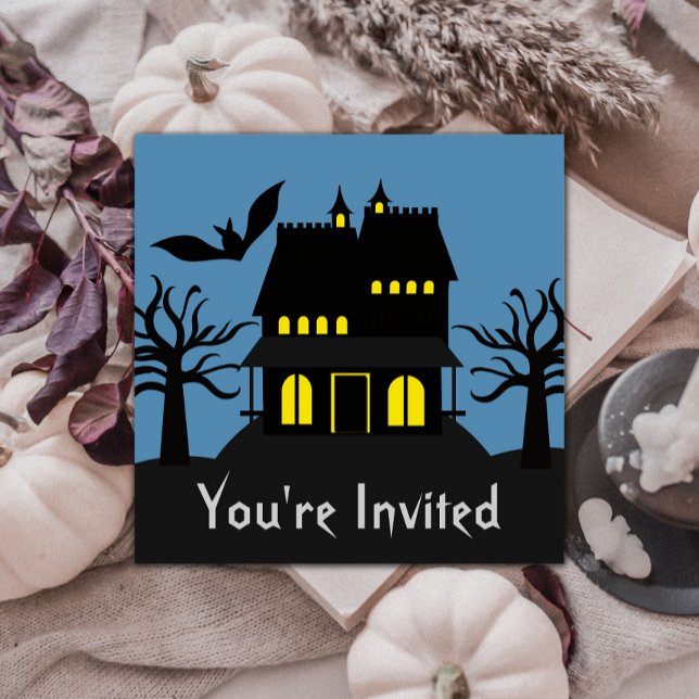 Convites Convidado de Dia das Bruxas de Spooky Haunted Hous (Spooky Haunted House Halloween Invite)