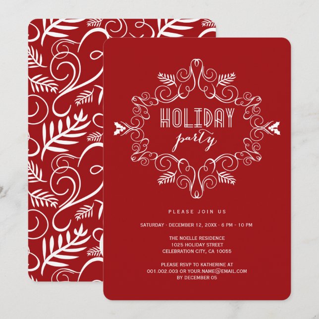 Convites Convidado de Feriado Clássico do Quadro de Deco Vi (Frente/Verso)