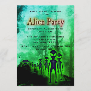 Convites Convidado de Festa de Alienígena e OVNI Super Lega