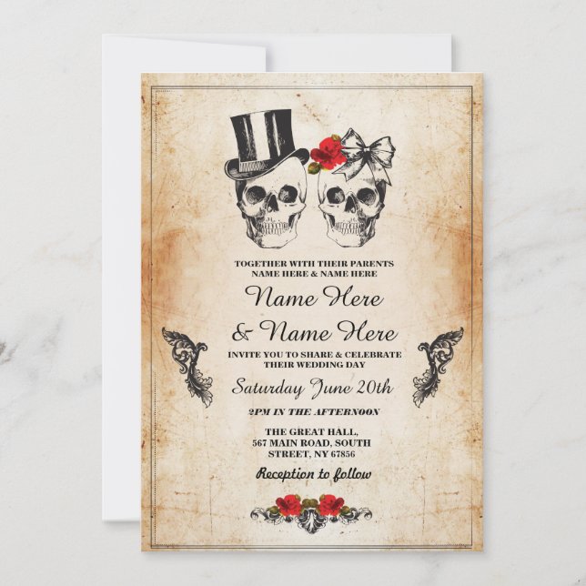 Convites Convidado de Floral para Açúcar Gótico do Hallowee (Frente)