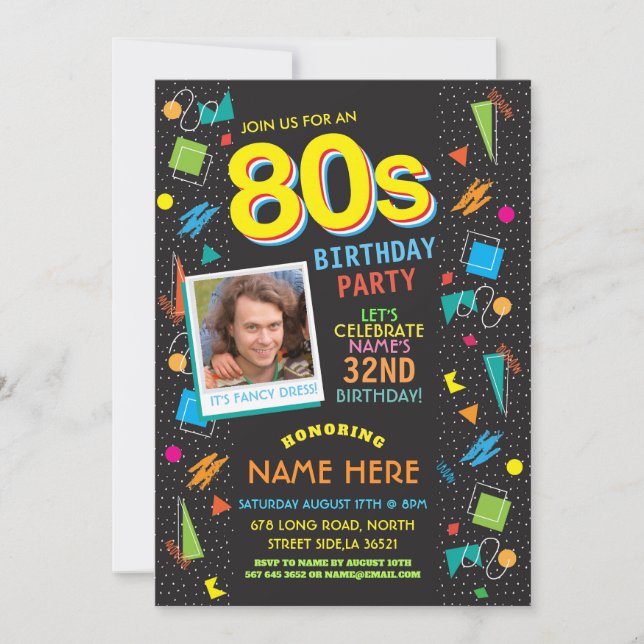 Convites Convidado de Fotografia para anos 80 dos anos 80 (Frente)