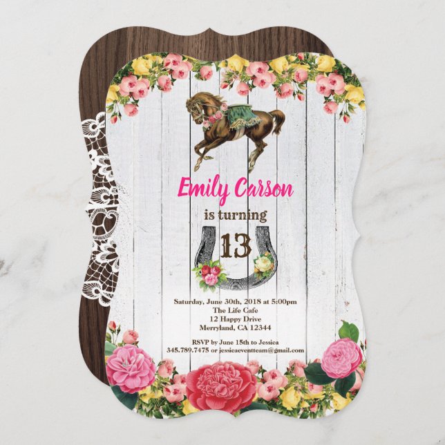 Convites Convidado de Horseback para comparecer no aniversá (Frente/Verso)