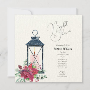 Convites Convidado de Lanterna Poinsettia Evergreens