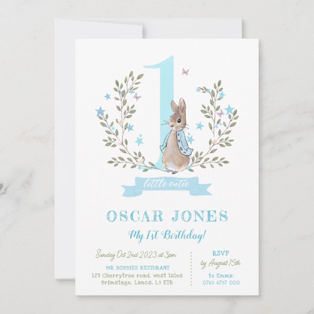 Convites Convidado de primeiro aniversário para rapazes, ra (Frente)