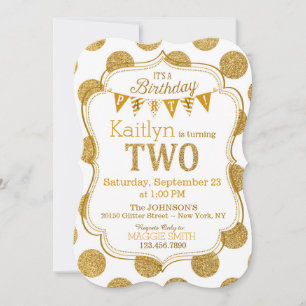 Convites Convidado de Segundo Aniversário do Glitter Sparkl