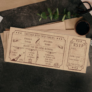 Convites Convidado de Tíquete do casamento vintage com RSVP