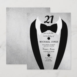 Convites Convidado do aniversário de 21 anos do Silver Tuxe