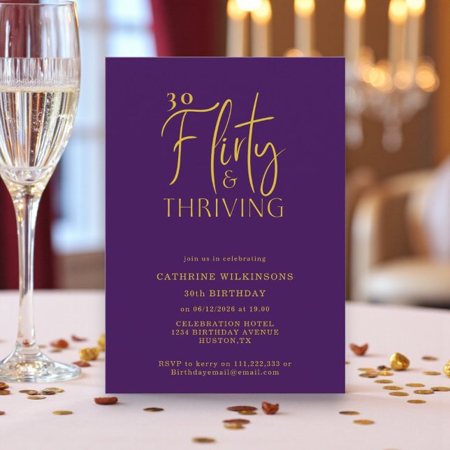 Convites Convidado do aniversário de 30 anos de Script Dour (Criador carregado)