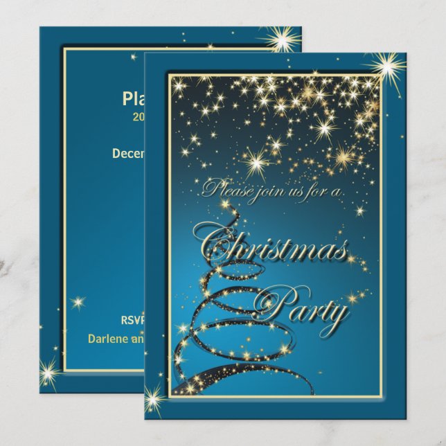 Convites Convidado do Elegante Festa de Mágica de Natal (Frente/Verso)