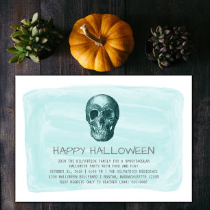 Convites Convidado do Festa de Halloween de Aqua Watercolor