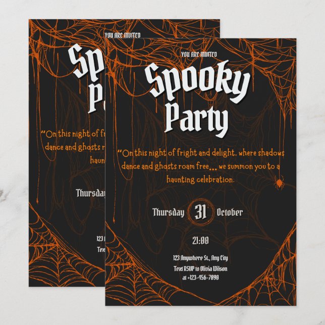 Convites Convidado do Festa de Halloween Gothic Spooky (Frente/Verso)