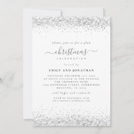 Convites Convidado do Festa de Natal Glitter Glam Silver