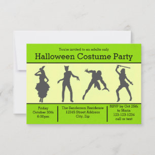 Convites Convidado do Festa de Silhouette Green-3x5Hallowee