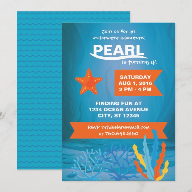 Convites Convidado do Grupo de Aventura Subaquático (Frente/Verso)