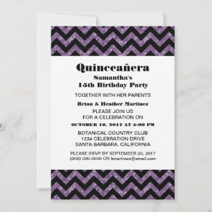 Convites Convidado do Partido Chevron Glitter Quinceañera