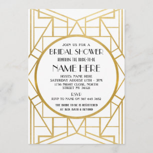 Convites Convidado do Partido do Chá de panela Art Deco Gat