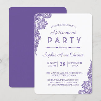 Convites Convidado do Partido Modern Ultra Violet Lace Reti