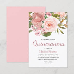 Convites Convidado do Partido Quinceanera Dourado Rosa Rosa