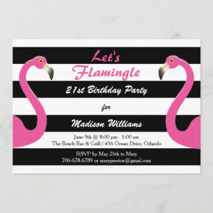 Convites Convidado do Partido Trendy Pink Flamingo anivers