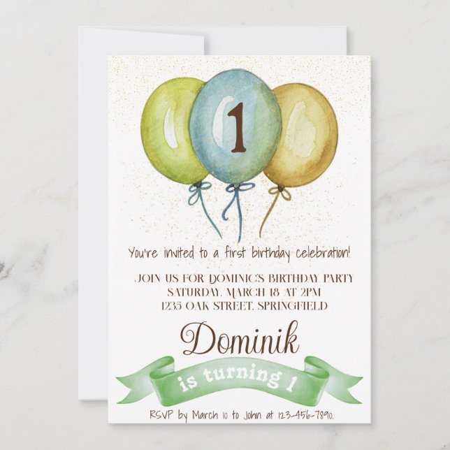 Convites Convidado do primeiro aniversario, festa de aniver (Frente)