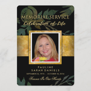 Convites Convidado do Serviço de Memorial Floral Dourado P