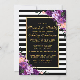 Convites Convidado Dourado Chá de panela Roxo com distribui