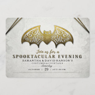 Convites Convidado Elegante Dourado Bat Spooktacular Noite