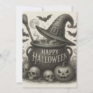 Convites Convidado Feliz Halloween Cauldron