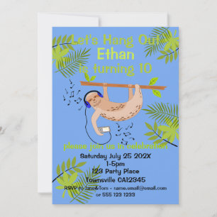 Convites Convidado Feliz Sloth