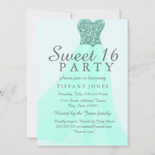 Convites Convidado Mint Estimulante Glitter Gown 16
