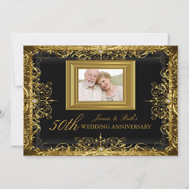 Convites Convidado para 50 anos de casamento da Dourada Jew (Frente)