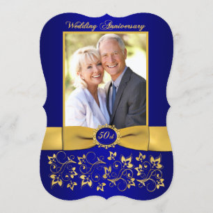 Convites Convidado para 50 anos do RIBBON impresso - Azul 2