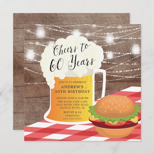 Convites Convidado para 60 anos de aniversário (Frente/Verso)