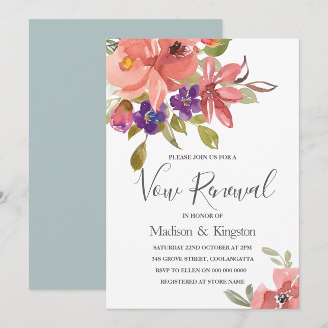 Convites Convidado para a renovação de votos das flores de  (Frente/Verso)