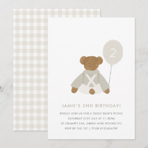 Convites Convidado para Bebê Picnic Bebê de Urso de Teddy