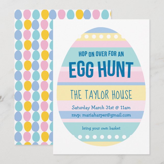 Convites Convidado para Caça ao Ovo de Páscoa Eggcellcellly (Frente/Verso)