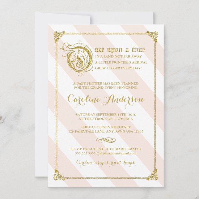 Convites Convidado para Chá de fraldas da Princesa Litera R (Frente)