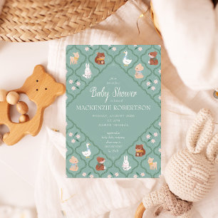 Convites Convidado para Chá de fraldas de Woodland Limitado