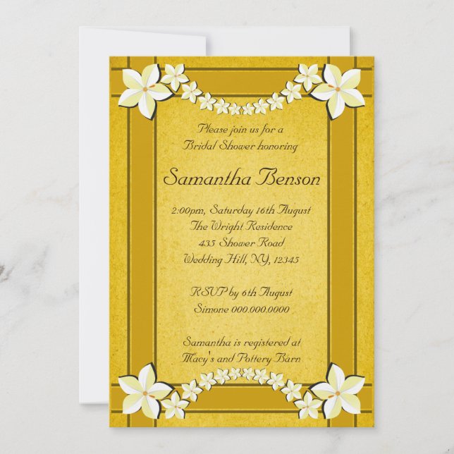 Convites Convidado para Chá de panela Floral Dourado Rustic (Frente)