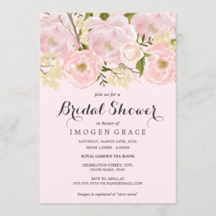 Convites Convidado para Chá de panela Floral Rosa bonito